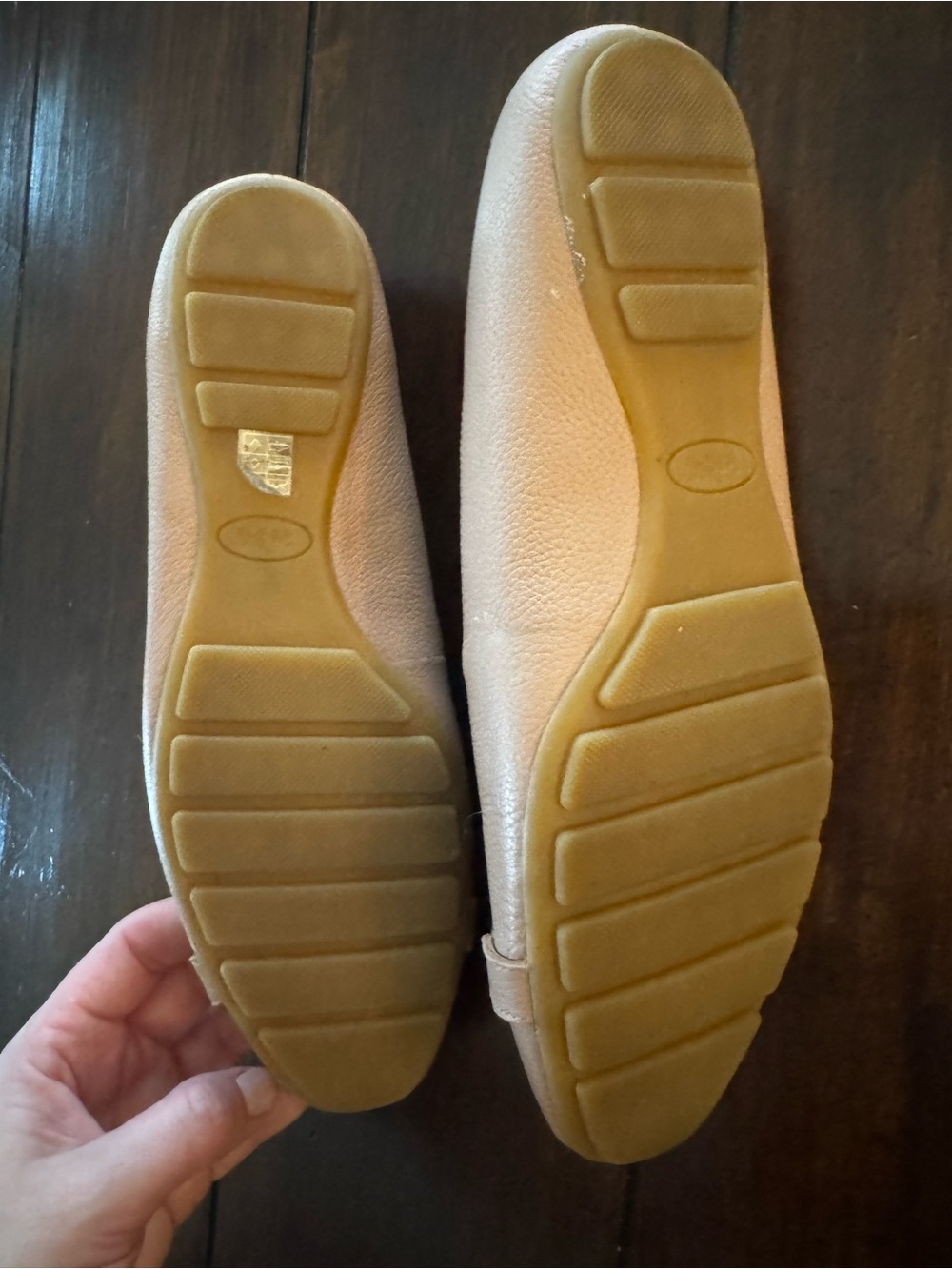 Coach “Bianca” Pink Leather Ballet Flats with Gold Accents - Picture 3 of 4